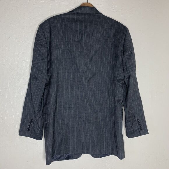 Alfani Black Striped 100% Wool Blazer Sport Jacket - Picture 2 of 8